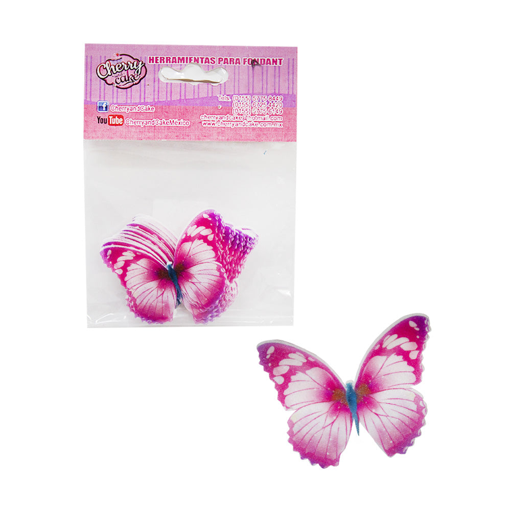 Mariposa de Oblea Bicolor rosa/blanco c/20 pz