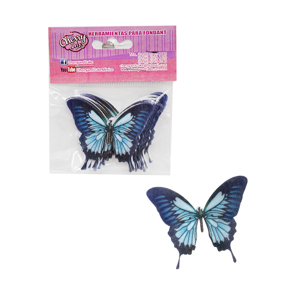 Mariposa de Oblea azul/negro c/20 pz