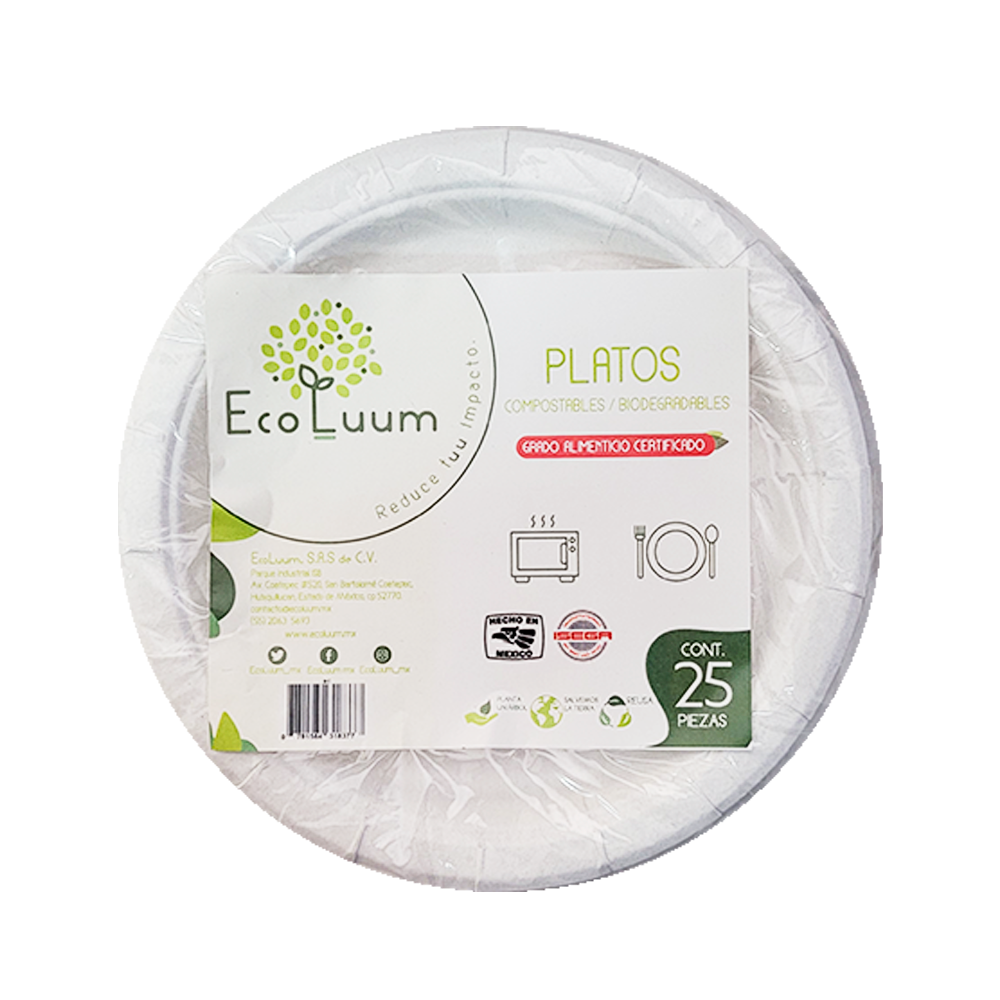 Plato Carton Chico Biodegradable Eco c/25pz