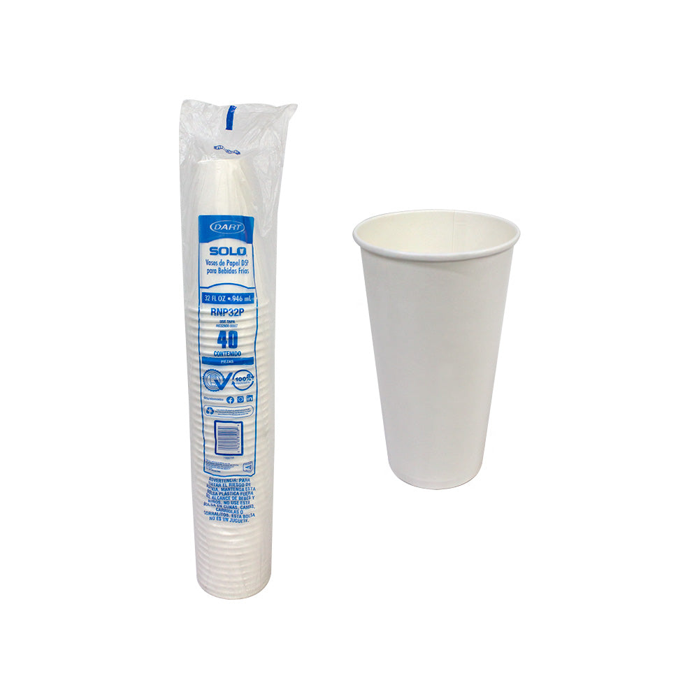 Vaso de Papel Blanco 32 oz c/40 pz