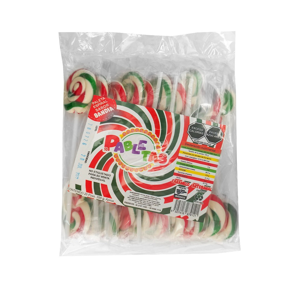 Paleta Espiral Tricolor 20 pz