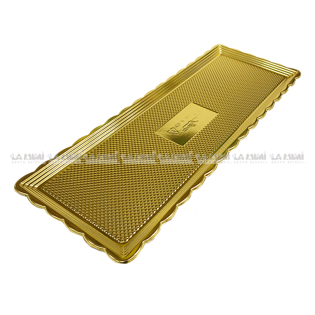Charola rectangular dorada  15*30