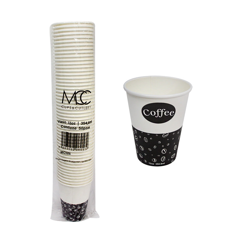 Vaso Carton 12 oz Bco/Ngo c/50 pz