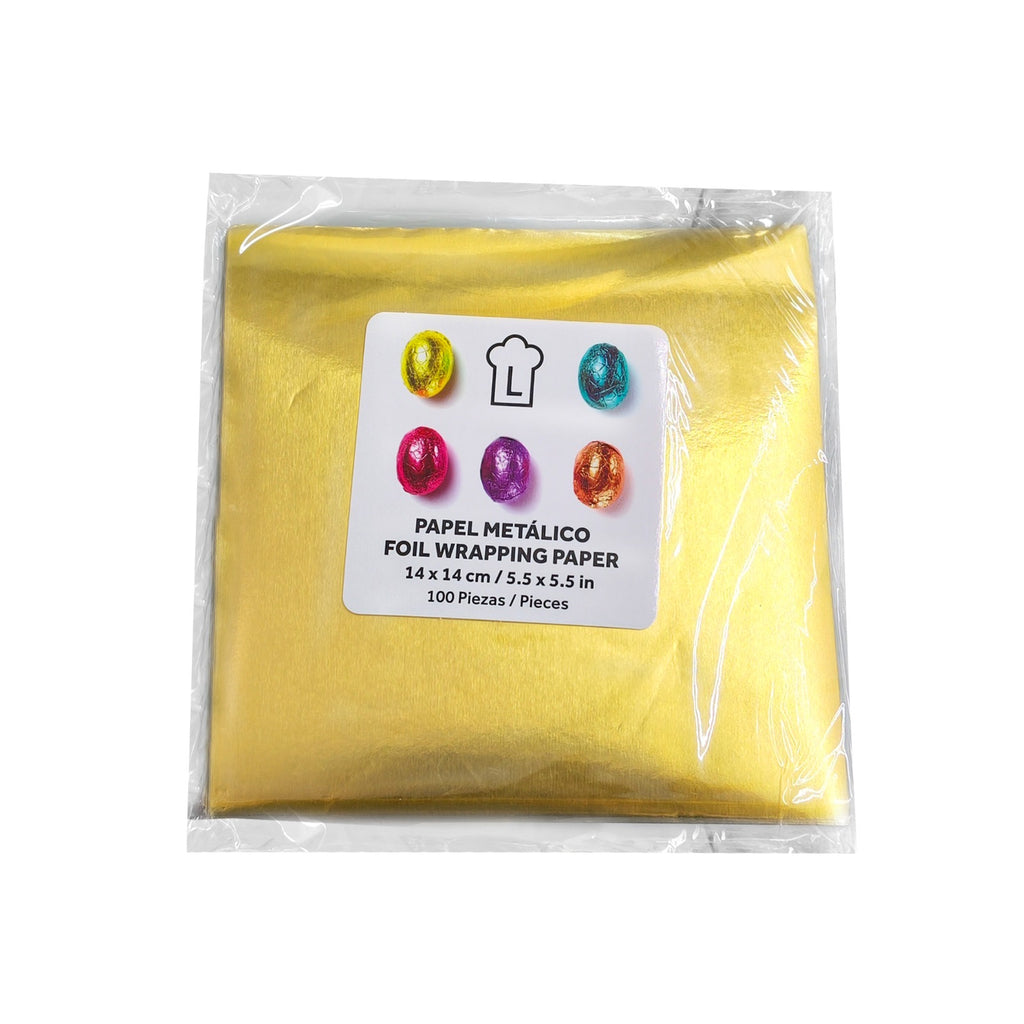 Hojas de Papel Metálico Dorado c/100 pz