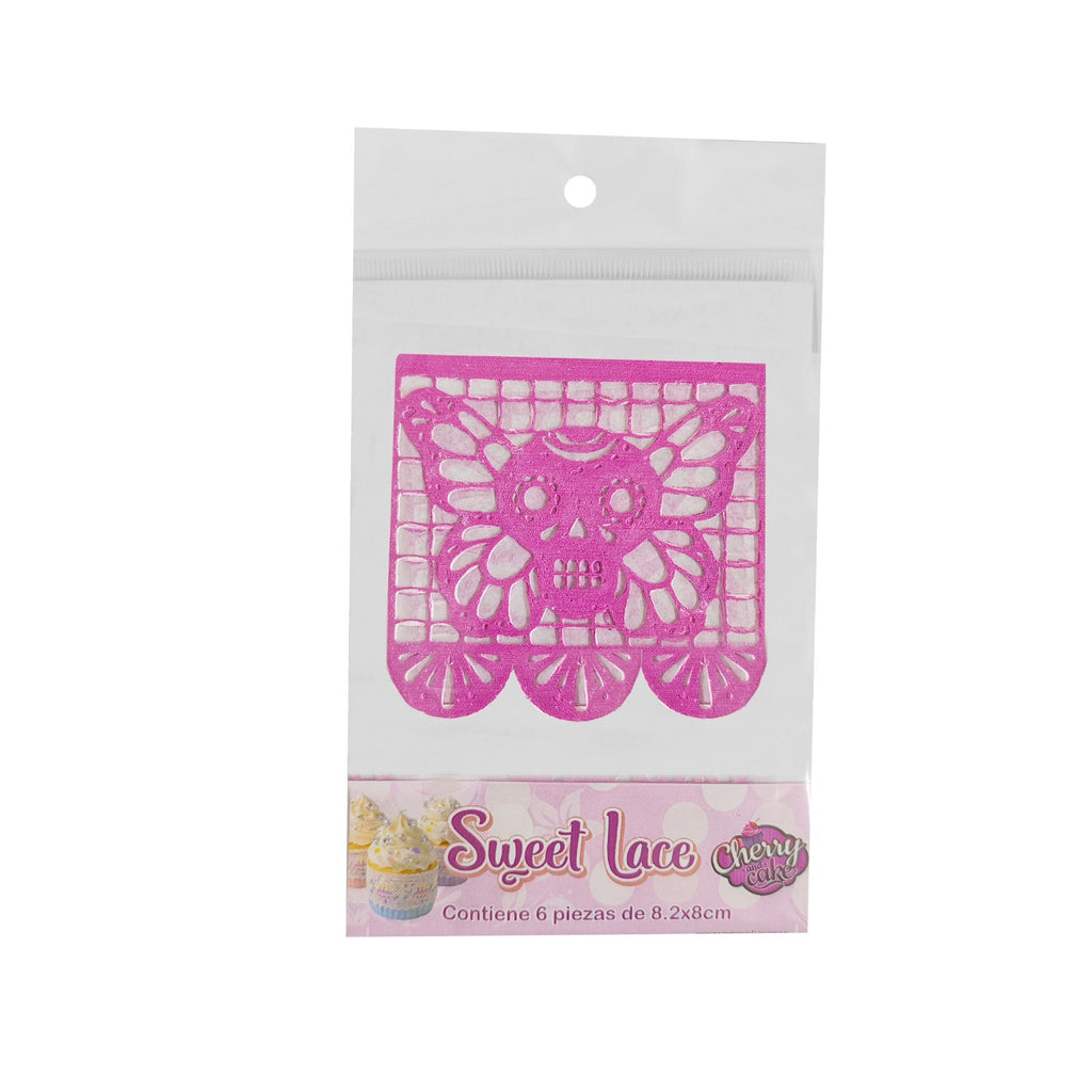 Papel Picado de Azucar c/6 pz Rosa