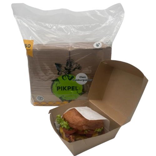 Contenedor Cartón Hamburguesera C/50 pz