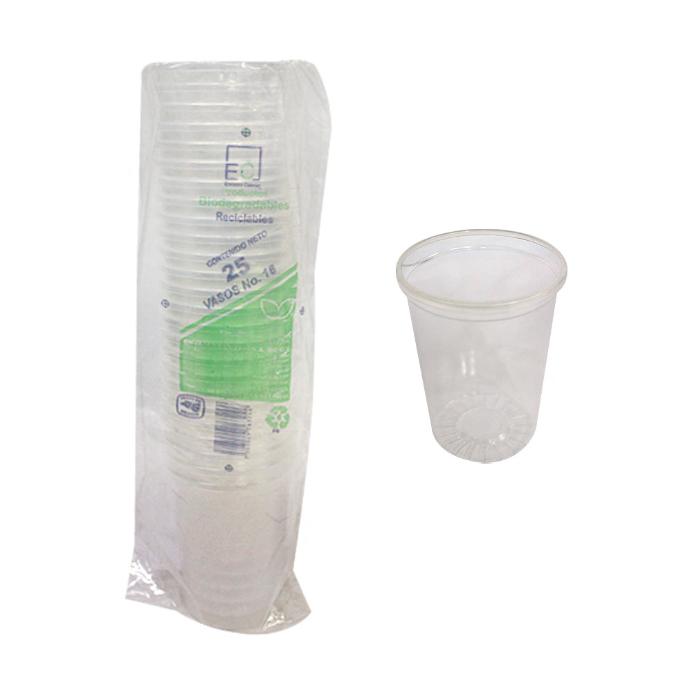 Vaso Desechable No.16 Transparente c/25pz