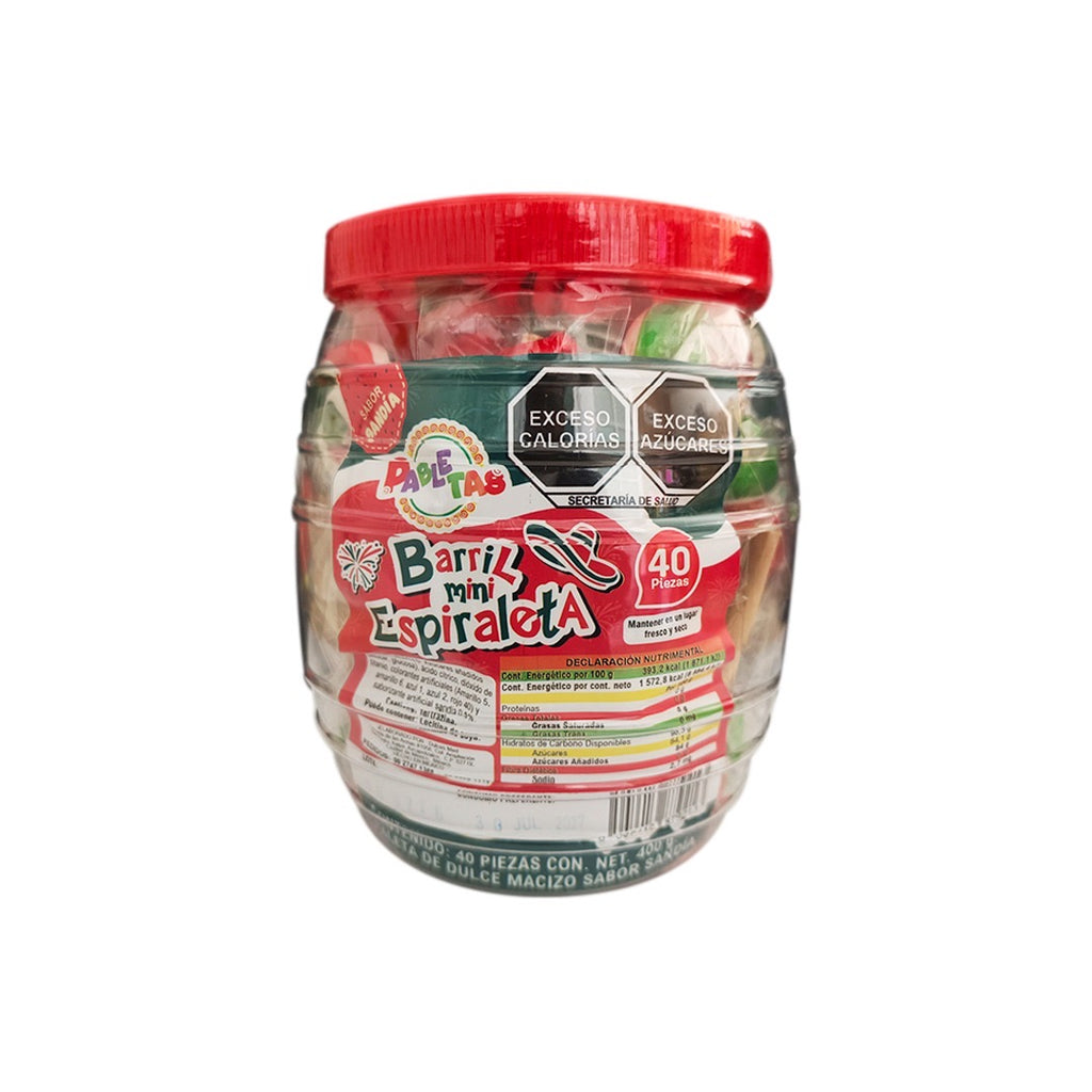 Paleta Barril Mini Espiraleta 40 pz