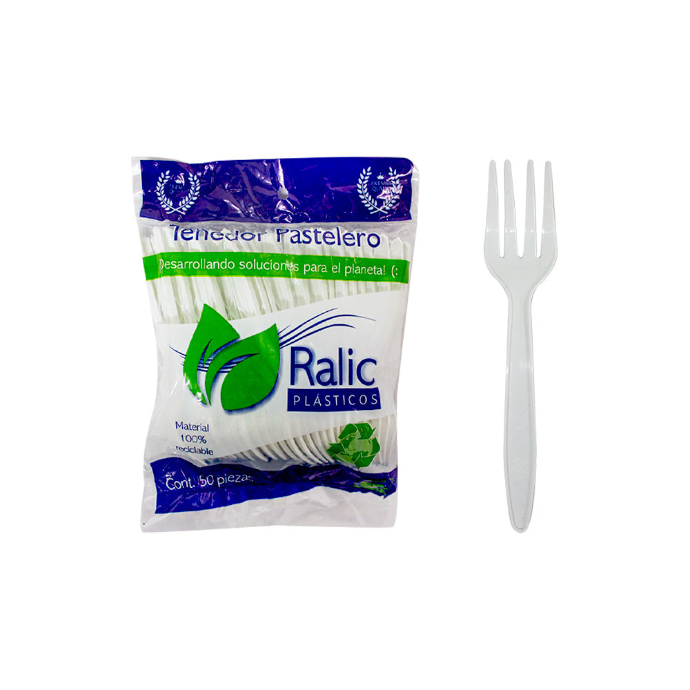 Tenedor Blanca Pastelera Desechable c/50pz
