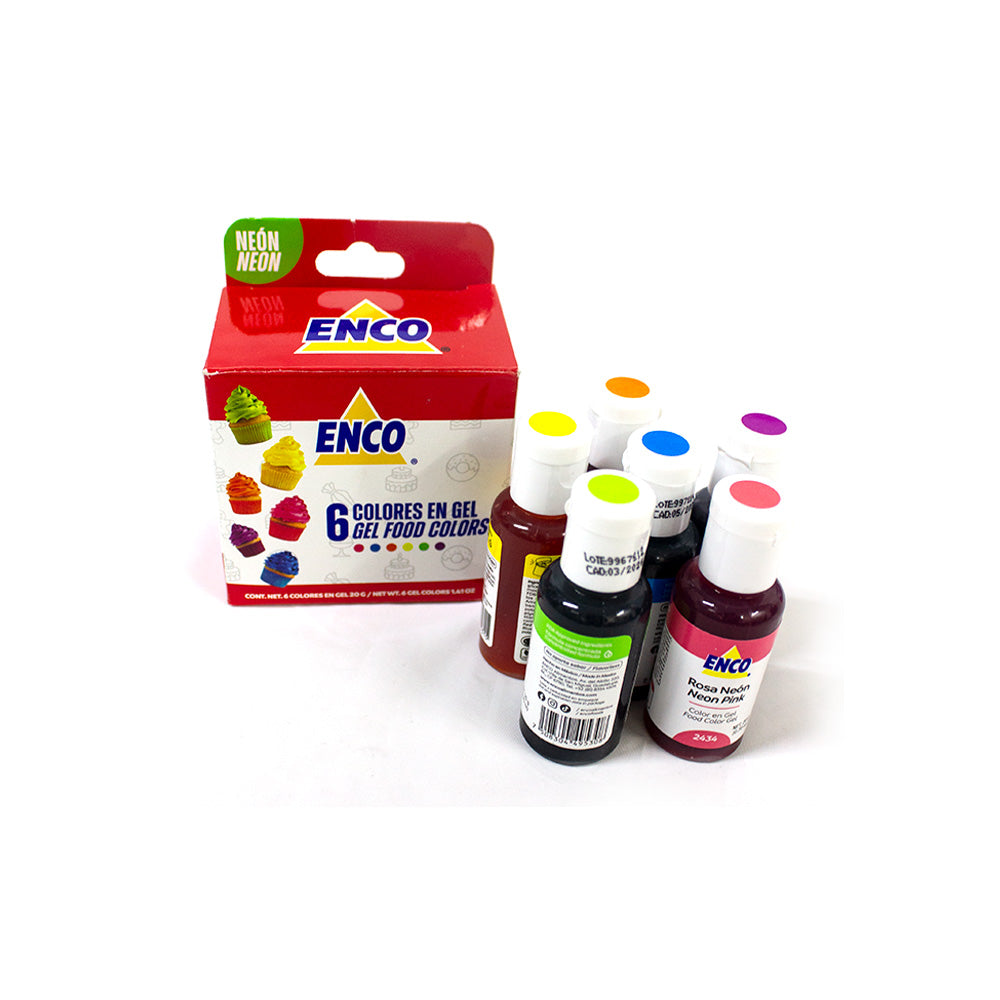 KIT Colorantes Neón Enco en Gel 6 pz