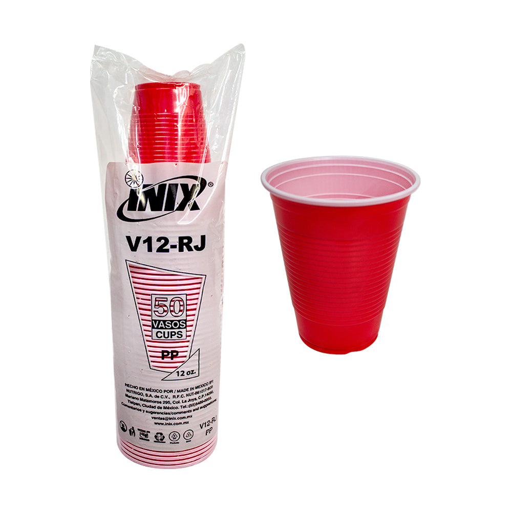 Vaso desechable 12oz Rojo c/50 pz