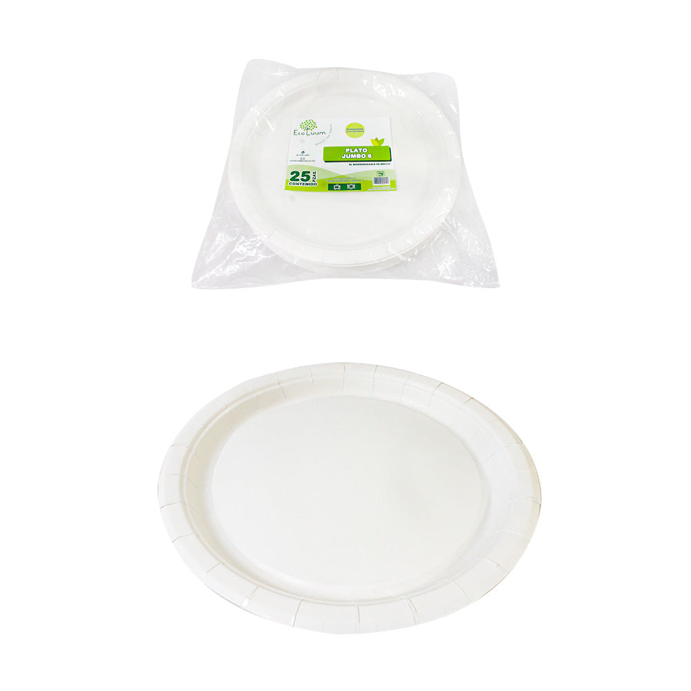 Plato #6 Jumbo Biodegradable Eco c/25pz