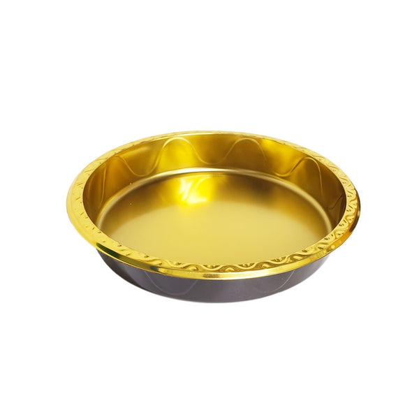 Charola Redonda Dorada c/Tapa Pet 5 pz