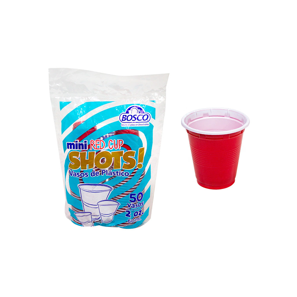 Vaso Shot Rojo 2oz c/50 pz