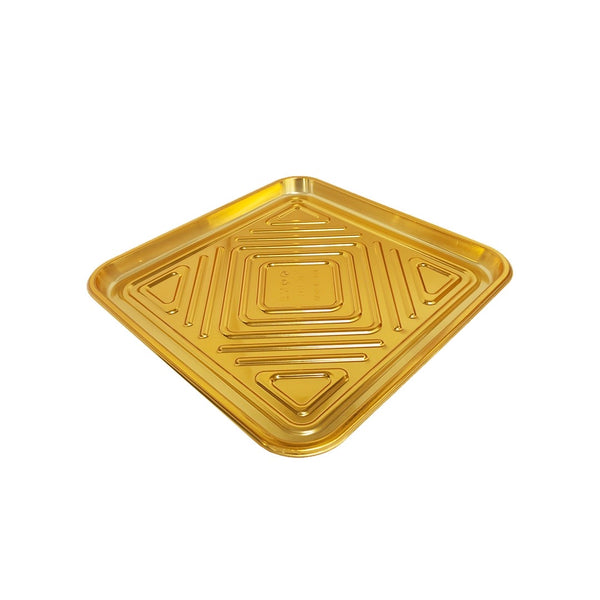 Charola Cuadrada Dorado c/Tapa Pet 5 pz