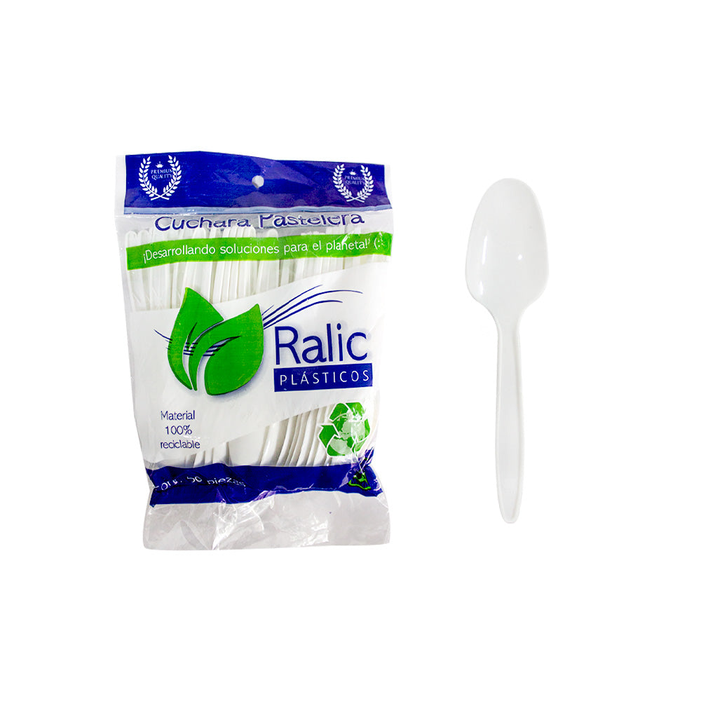 Cuchara Blanca Pastelera  Desechable c/50pz