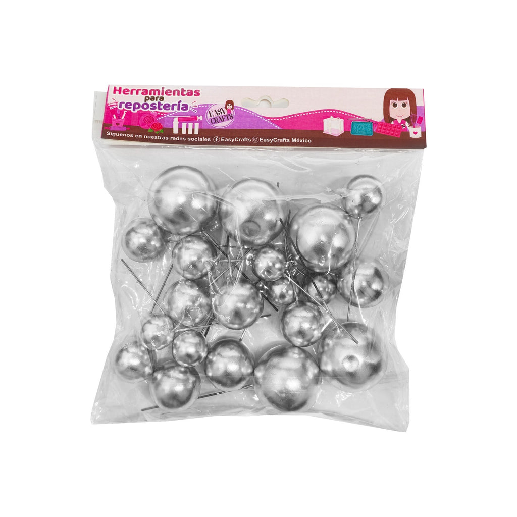 Topper Esferas Plata c/20 pz