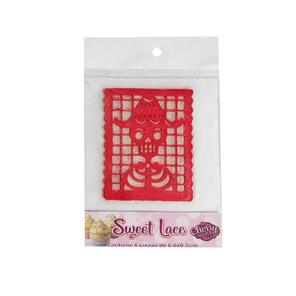 Papel Picado de Azucar c/6 pz  Rojo