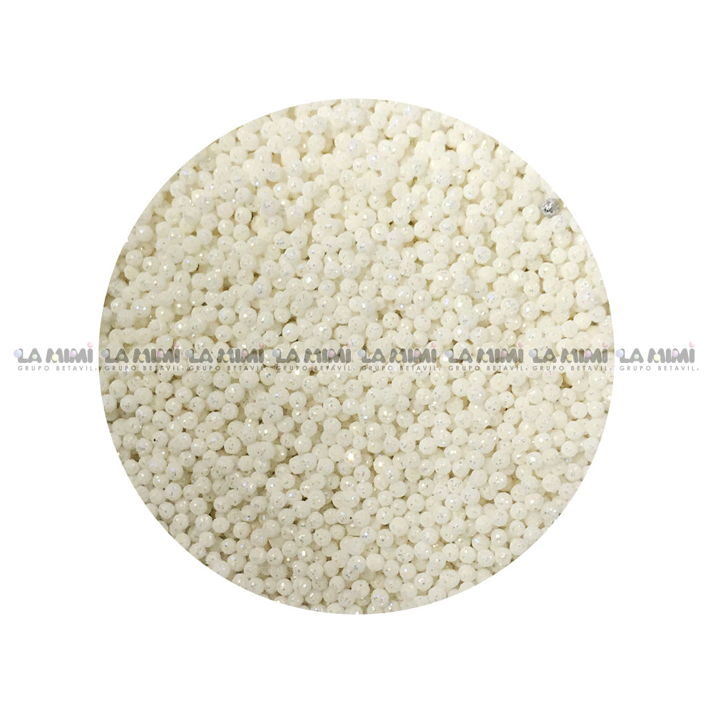 Perlas mini Diamantadas c. Blanca c/100gr