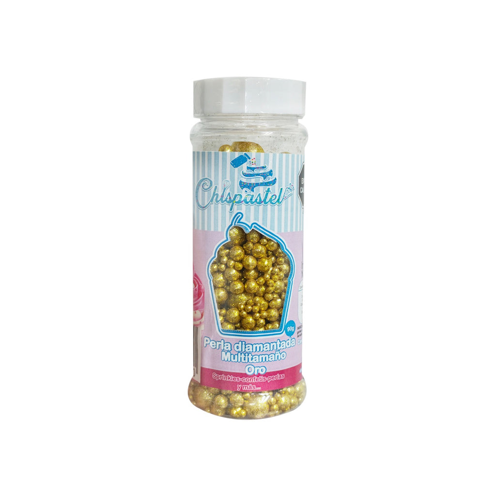 Perla Diamantada Multitamaño 90 gr Dorado
