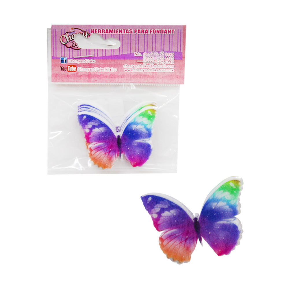 Mariposa de Oblea Arcoiris c/20 pz