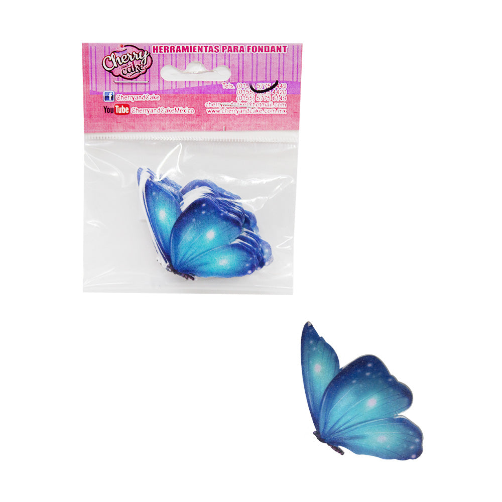 Mariposa de Oblea Azul intenso c/20 pz