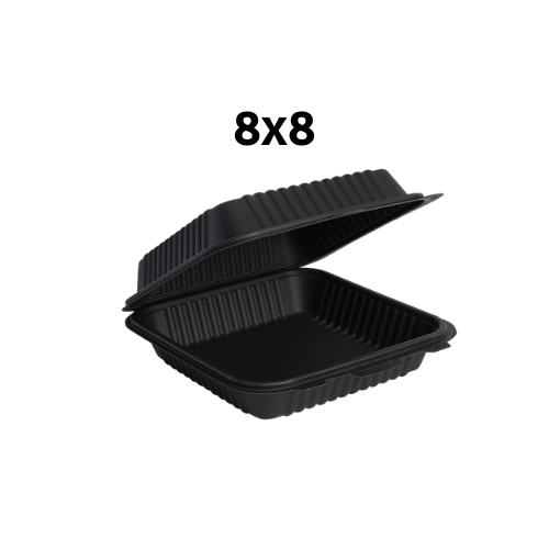 Contenedor 8x8 Liso Bio Negro c/50pz Fecula de Maiz
