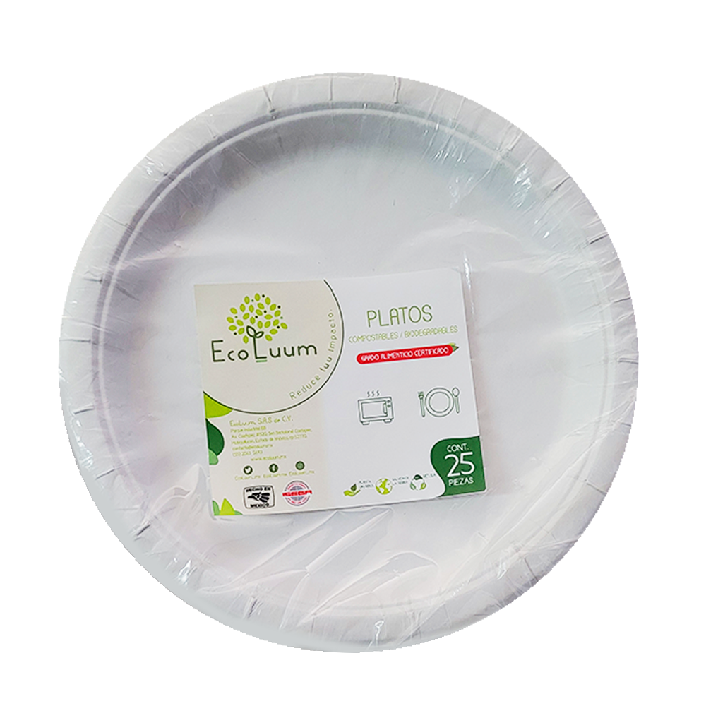 Plato cartón Grande Biodegradable Eco c/25pz