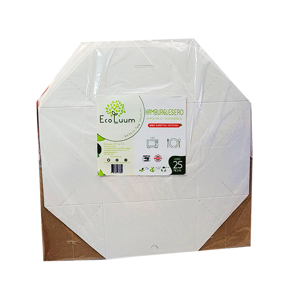 Caja Hamburguesera Biodegradable Eco c/25pz