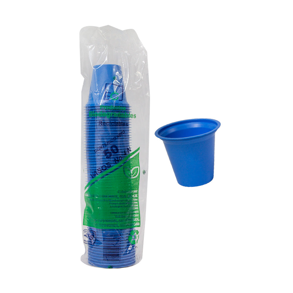 Vaso Desechable 4-N Azul Bio c/50pz