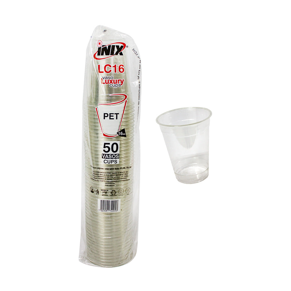 Vasos Pet 16 Oz Para Frappe Con Tapa Plana C/100pz Inix