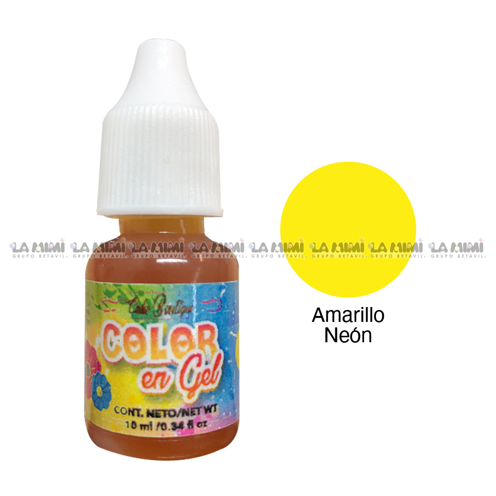 Colorante en gel Amarillo Neón 1pza c/10ml