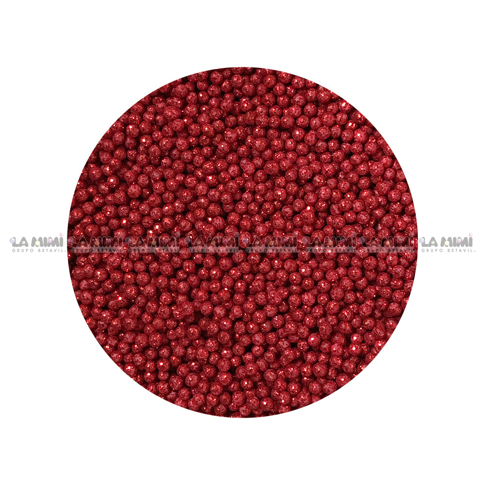 Perlas mini Diamantadas c. rojo c/100gr