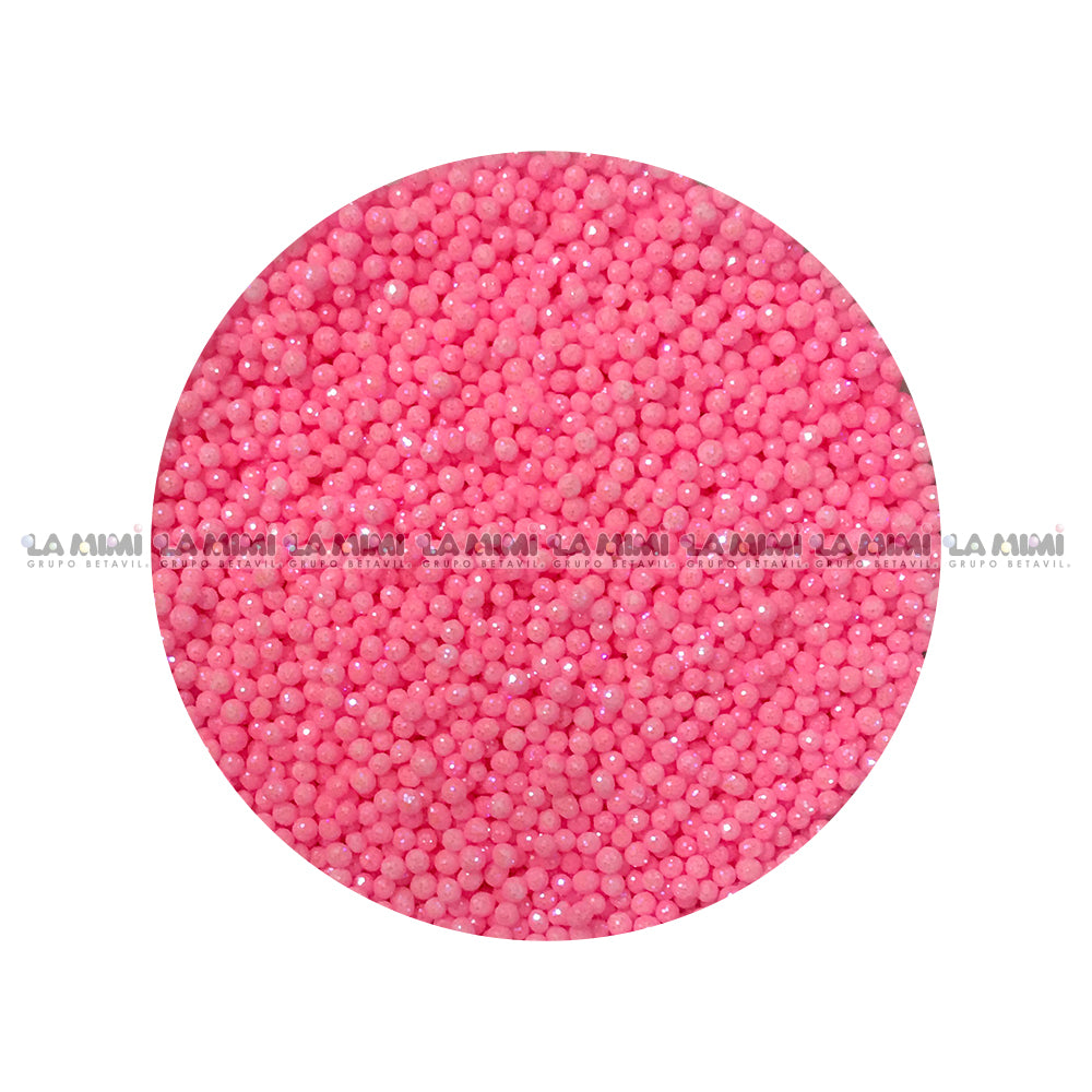 Perlas mini Diamantadas c. rosa brillante c/100gr